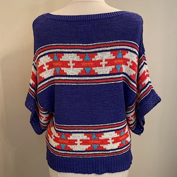 American Eagle Outfitters Aztec Dolman Sleeves Scoop Neck Knit Sweater Size L - Picture 6 of 9